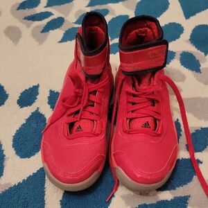 Adidas Dual Threat Youth Red High-Top Basketball Shoes